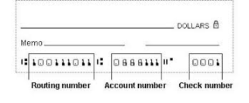Check routing and account numbers example